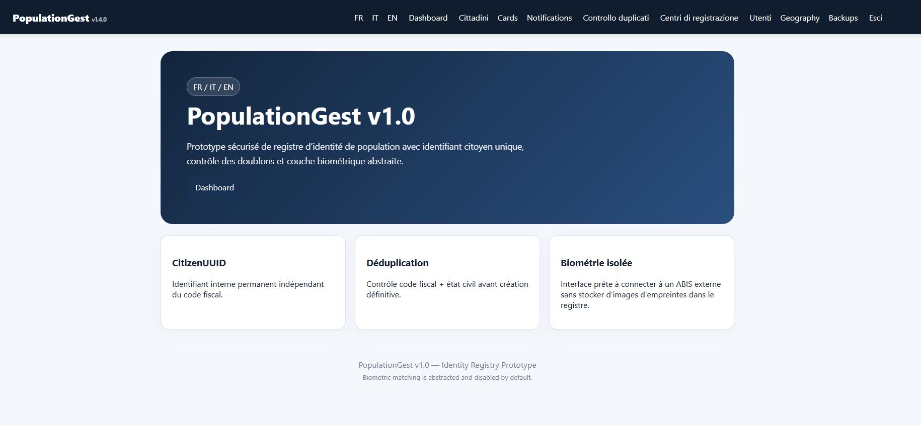 PopulationGest — Gestione Popolazione